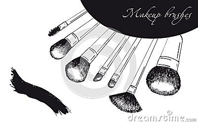 Makeup set sketch brushes Vector Illustration