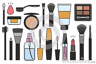 Makeup tools Icons Vector Illustration
