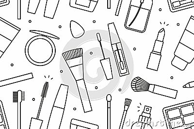 Makeup tools seamless pattern Vector Illustration