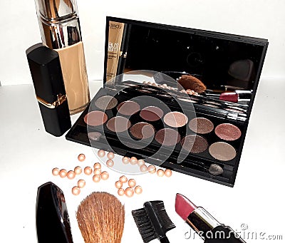 Make up artist set tools. Editorial Stock Photo