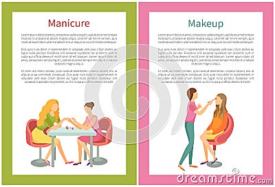 Makeup and Visagiste, Manicure Manicurist Posters Vector Illustration