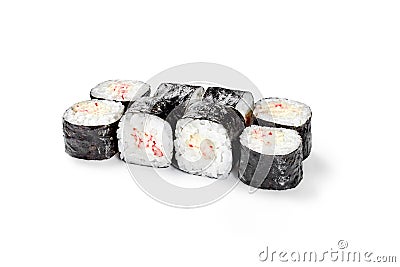 Maki sushi rolls with crab meat wrapped in rice and nori Stock Photo