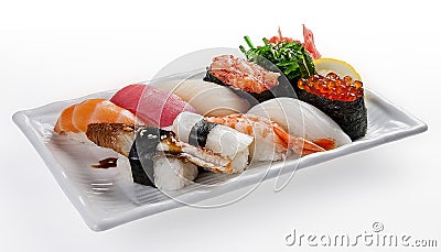 Maki sushi on a white plate Stock Photo
