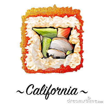 Maki-zushi California sushi roll Cartoon Illustration