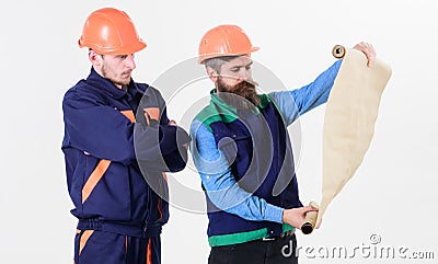 Making adjustments concept. Builder, engineer, architect work on project. Stock Photo