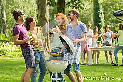 Making bbq together Stock Photo