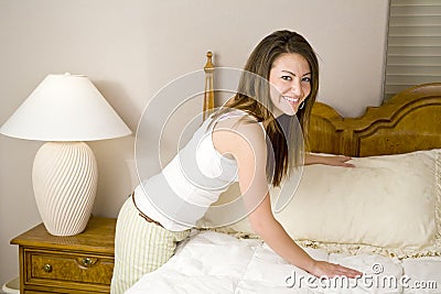 Making the bed Stock Photo