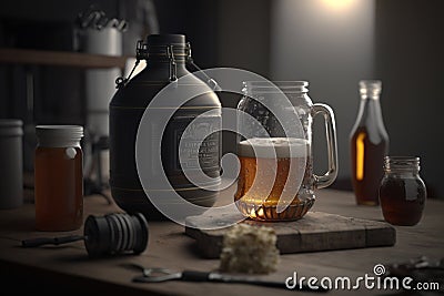 Making beer process, ficticious, background, generative ai Stock Photo