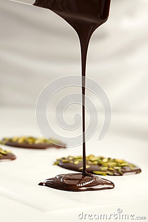 Making chocolate tuiles Stock Photo