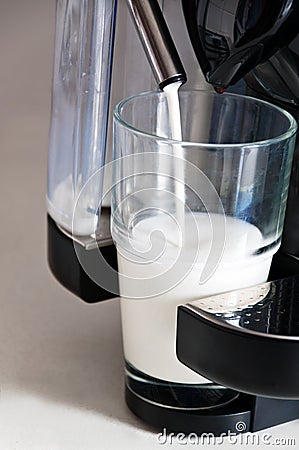 Making a coffee latte Stock Photo