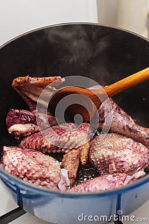 Making coq au vin Stock Photo