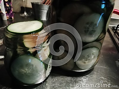 Making cucumber pickles fermented foods for health Stock Photo