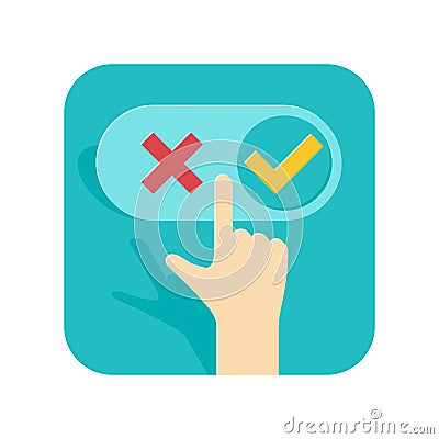 Making decision concept - right or wrong choosing Vector Illustration