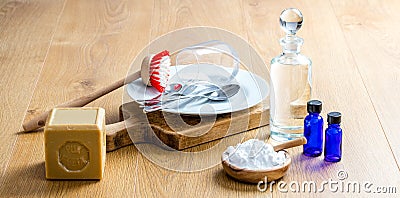Making economic dish washing detergent for DIY green cleaning Stock Photo