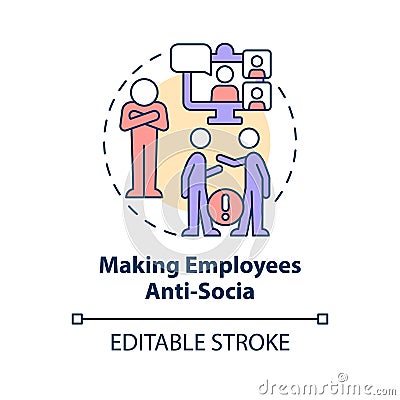 Making employees anti social concept icon Vector Illustration