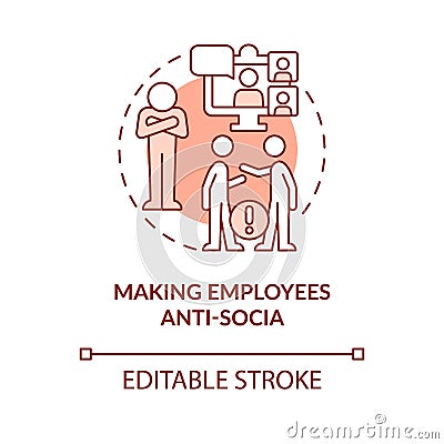 Making employees anti social terracotta concept icon Vector Illustration