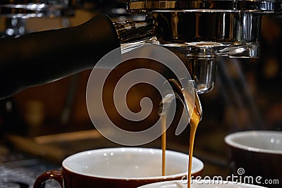 Making espresso coffee Stock Photo