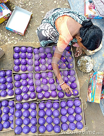 Making of fireworks for Dipawali. Editorial Stock Photo