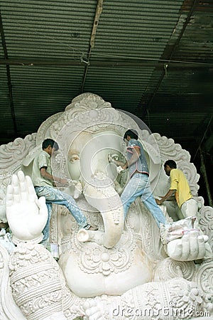 Making of Ganeshas idol Editorial Stock Photo