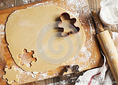 Making gingerbread cookies. Stock Photo