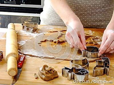 Making of Gingerbread Cookies for Christmas Stock Photo