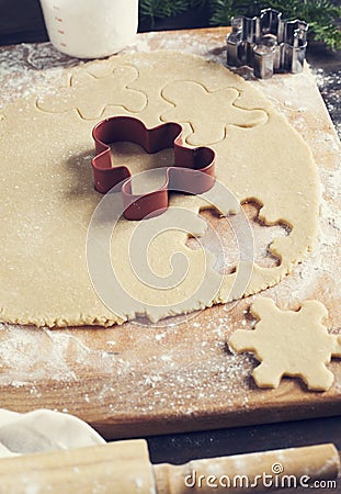 Making gingerbread cookies. Toned image Stock Photo