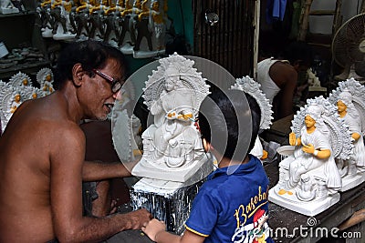 Making of Goddess Durga Idol Hindu Worship Editorial Stock Photo