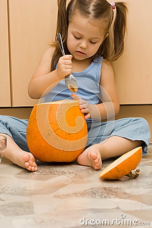 Making halloween lantern Stock Photo