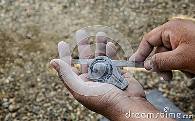 Shiv ling in hand Stock Photo