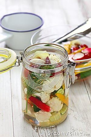 Making homemade pickles Stock Photo