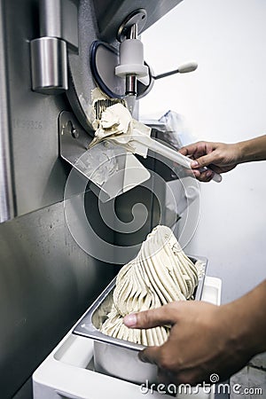 Making italian gelato in kitchen Stock Photo