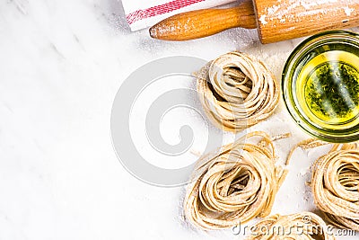 Making italian pasta at home, copyspace background Stock Photo