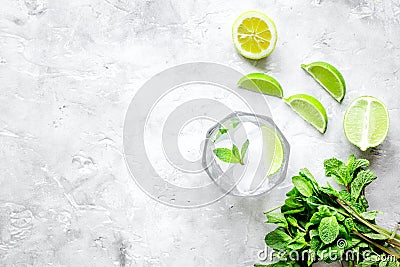 Making mojito on stone background top view Stock Photo