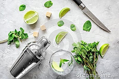 Making mojito on stone background top view Stock Photo