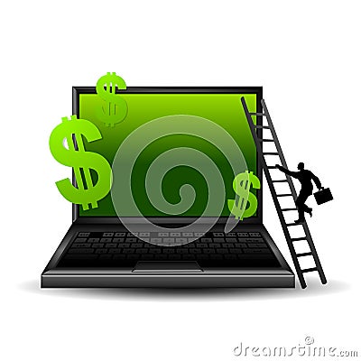 Making Money Online Cartoon Illustration