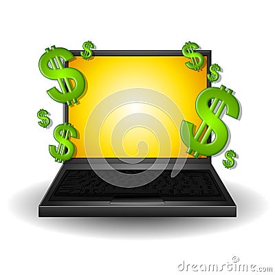 Making Money On The Web Cartoon Illustration