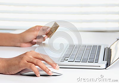 Making online purchase using a credit card Stock Photo
