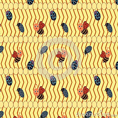 Seamless bugs vector repeat pattern Vector Illustration