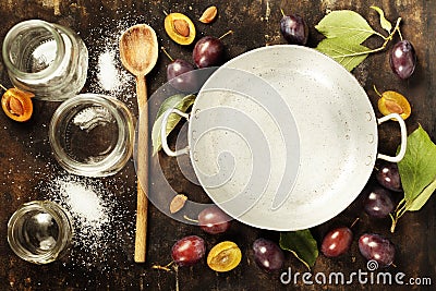 Making plum jam Stock Photo