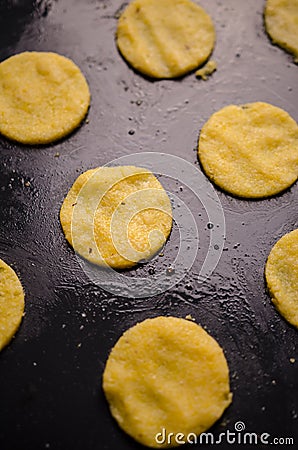 Making polenta chips Stock Photo