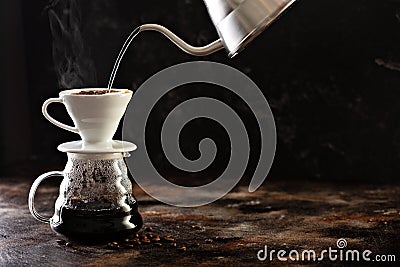 Making pour over coffee Stock Photo