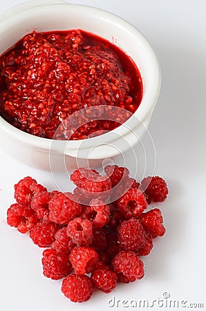 Making Raspberry jam Stock Photo
