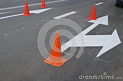 Making road surface markings on a driveway Stock Photo
