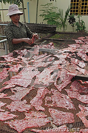 Making Salty Dried Meats Editorial Stock Photo