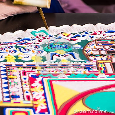 Making Sand mandala Editorial Stock Photo