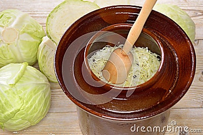 Making sauerkraut Stock Photo