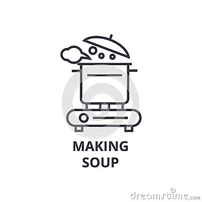 Making soup line icon, outline sign, linear symbol, vector, flat illustration Vector Illustration
