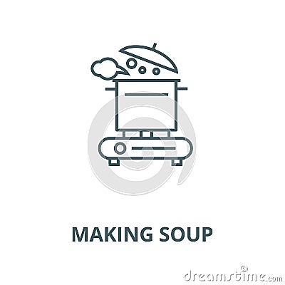 Making soup vector line icon, linear concept, outline sign, symbol Vector Illustration