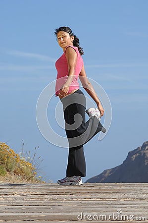 making stretching movements Stock Photo