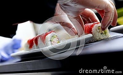 Making sushi Stock Photo